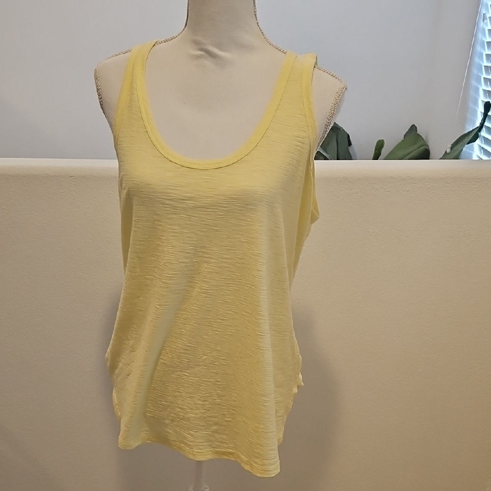 James Perse Women’s Lightweight Yellow Scoop Neck Tank Top Sz L Nwt